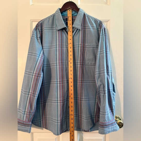 TOMMY BAHAMA Men's XL Long Sleeve Cotton Silk Blend Lt.
Blue Plaid Resort CLEAN - Picture 9 of 9